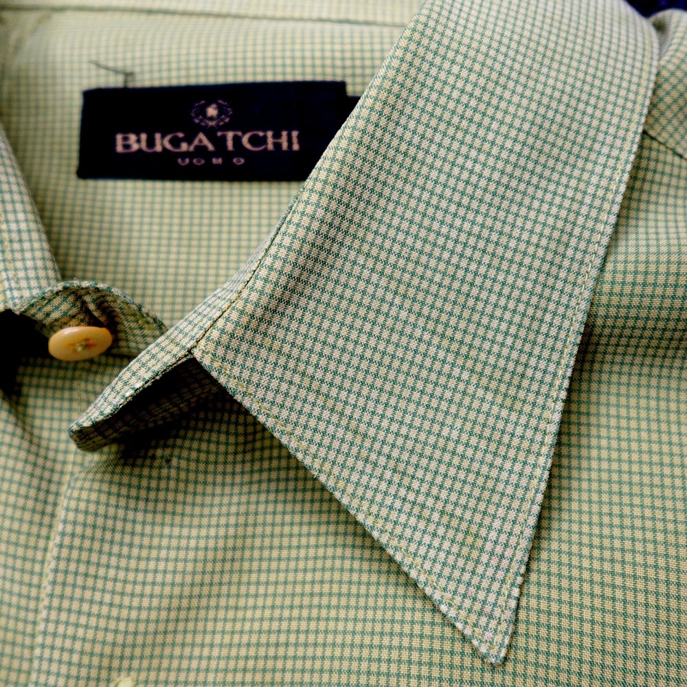 Bugatchi Uomo Button Down Micro Check Mens L Green - image 3